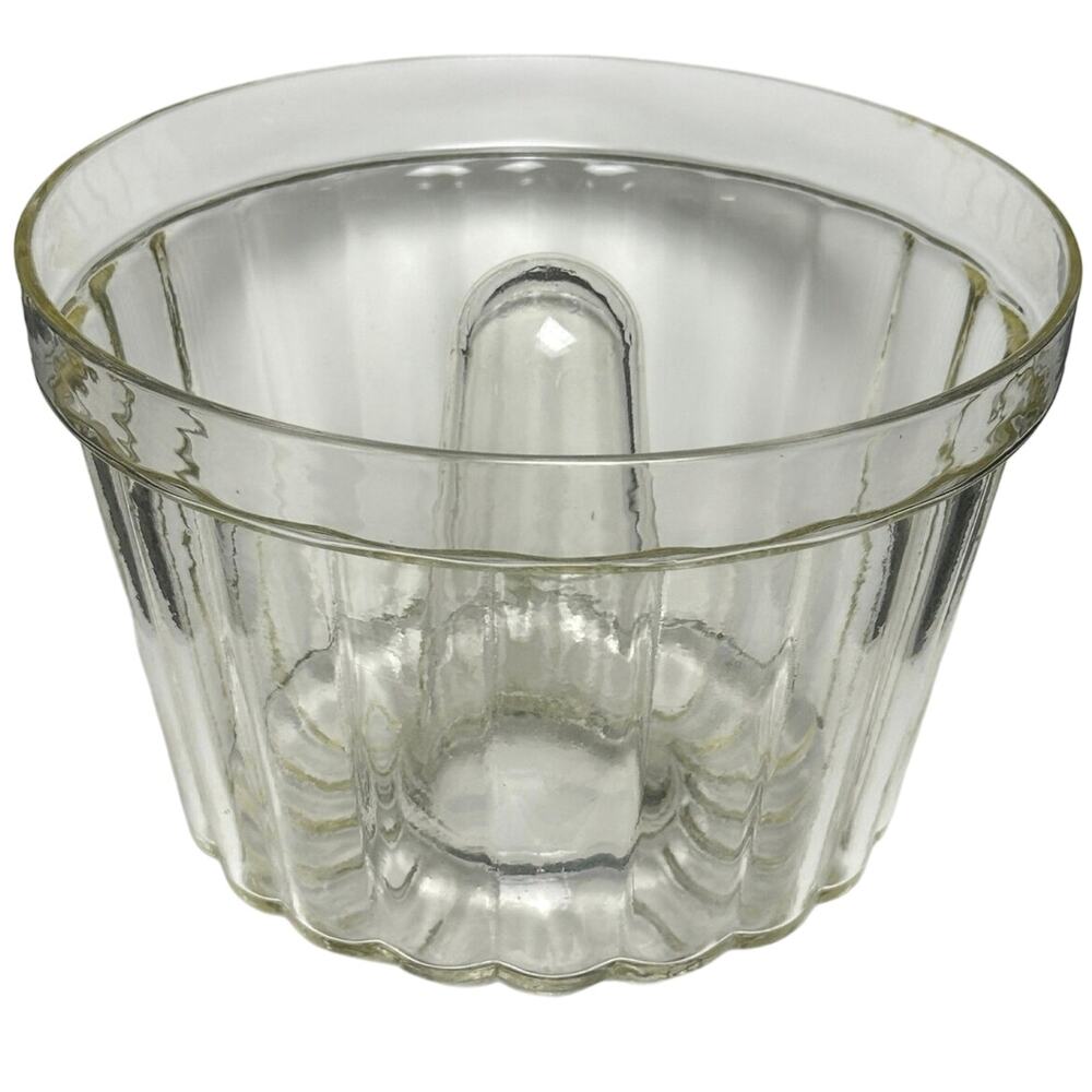 Vintage 1930s clear bundt jello cake mold Schott Jenaer Glas Borosilica Germany